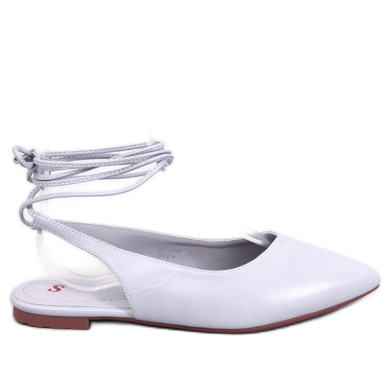 Bailarinas Jody Grey con cordones y tacón abierto gris Bailarinas Jody Grey con cordones y tacón abierto gris