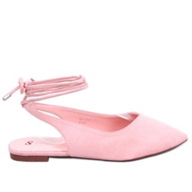 Pirson Pink bailarinas con cordones y tacón abierto rosado