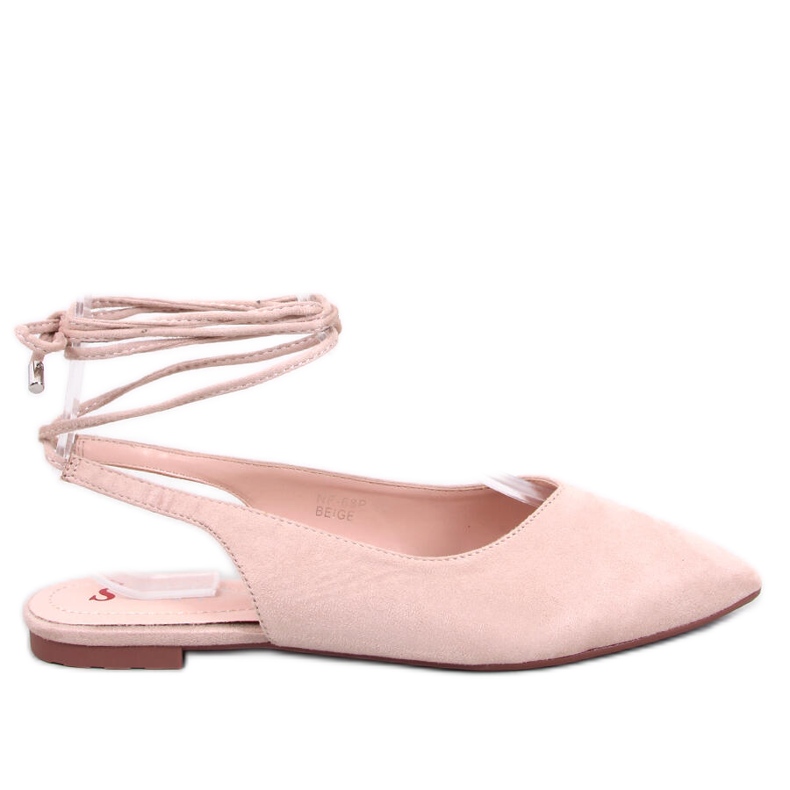 Pirson Beige bailarinas con cordones y tacón abierto