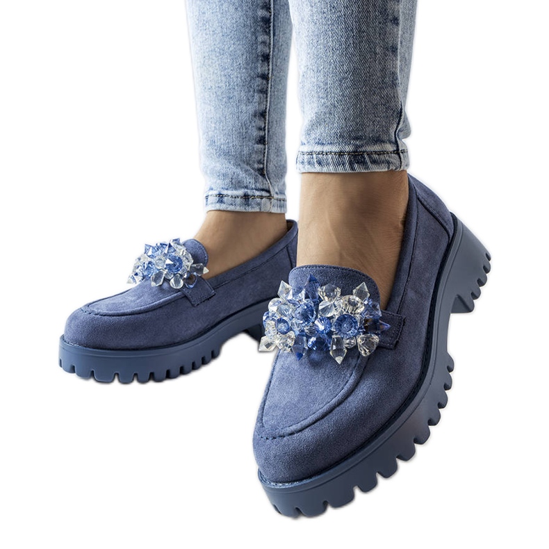 Zapatos de ante eco azul con cristales Lilja