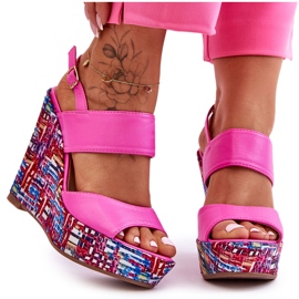 Sandalias Mujer Cuña Rosa Calderia