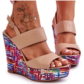 Sandalias Mujer Calderia Cuña Beige