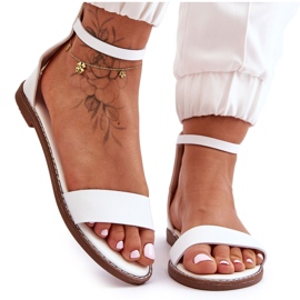 Sandalias Planas De Piel Con Cremallera Blanco Millou