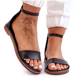 Sandalias con cremallera plana de cuero negro Millou