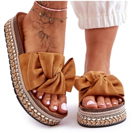 Pantuflas Mujer Ante Lazo Lauria Camel marrón