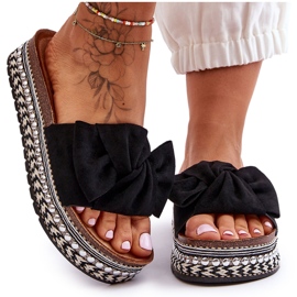 Pantuflas Mujer Ante Lazo Negro Lauria