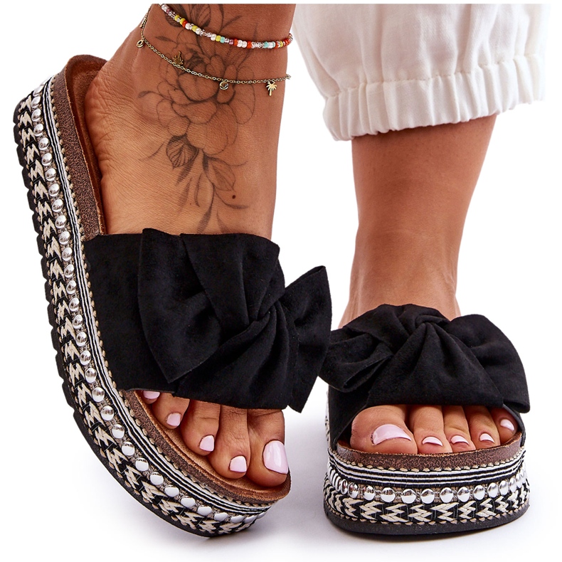 Pantuflas Mujer Ante Lazo Negro Lauria Pantuflas Mujer Ante Lazo Negro Lauria