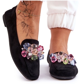 PS1 Mocasines negros de ante Arvilla con cristales ornamentados