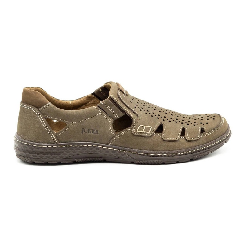 Joker Zapatos de verano para hombre en piel, slip-on 500J oliva verde