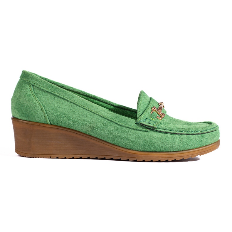 Mocasines cuña mujer ante Shelovet verde