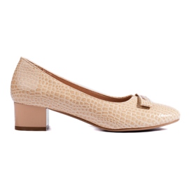 W. Potocki Zapatos de salón de mujer Potocki con tacón bajo beige