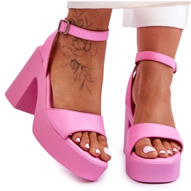 Sandalias De Moda En Tacón Masivo Rosa Karmine rosado