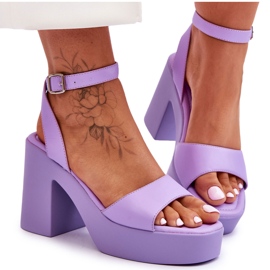 Sandalias de tacón alto masivas Karmine púrpura de moda violeta