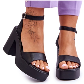 FS1 Sandalias de moda en tacones negros masivos Karmine