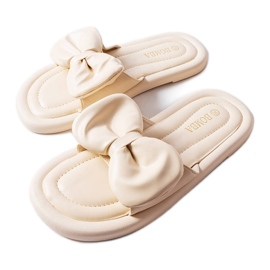 Inna Pantuflas con lazo beige de Lende