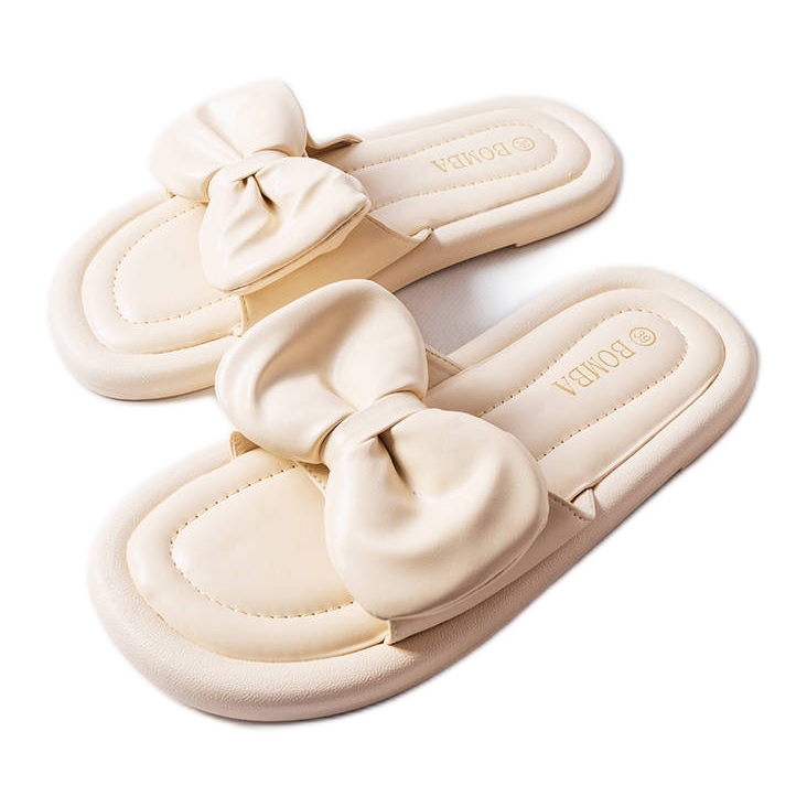 Inna Pantuflas con lazo beige de Lende