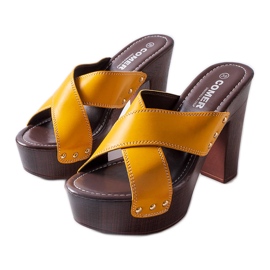 Chanclas de tacón amarillas de Lépicier amarillo