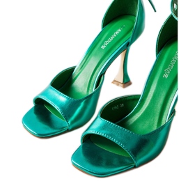 Inna Sandalias de tacón verde brillante con correa de Delinda