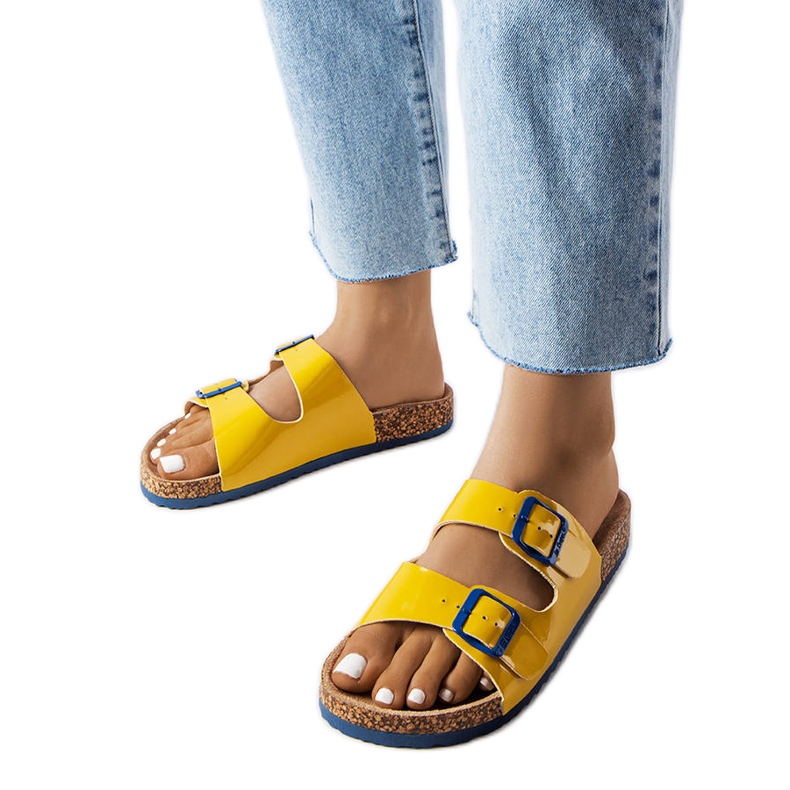 Chanclas amarillas de corcho con hebillas de Lee Cooper LCW-22-35-1158L amarillo