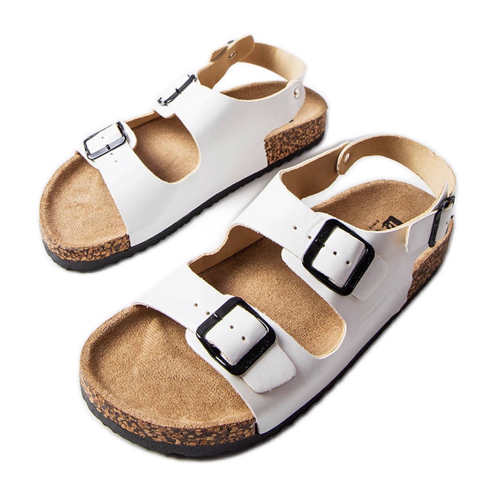 Sandalias de corcho blancas con hebillas de Lee Cooper LCW-22-35-1160L blanco