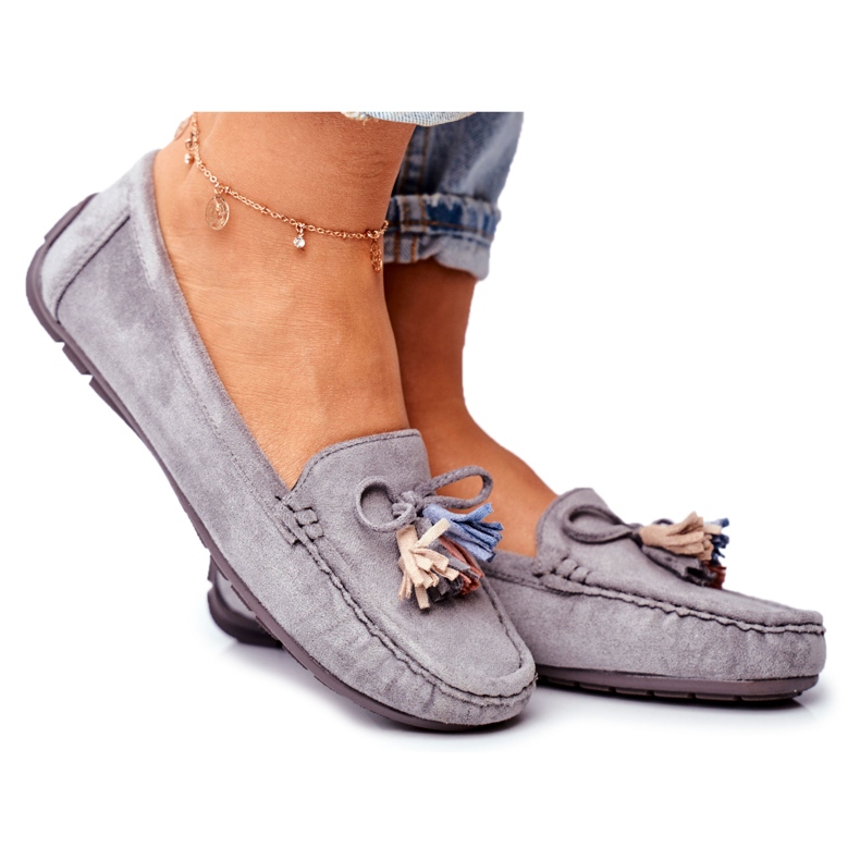 Evento Mocasines Mujer Ante con Adorno 20PB35-2003 Gris