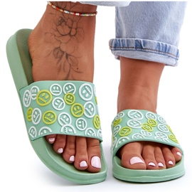 Pantuflas De Mujer Con Emoticonos Verde Cosette