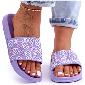 Pantuflas De Mujer Con Emoticonos Morado Cosette violeta