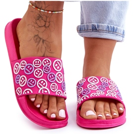 Pantuflas Mujer Con Emoticonos Fucsia Cosette rosado