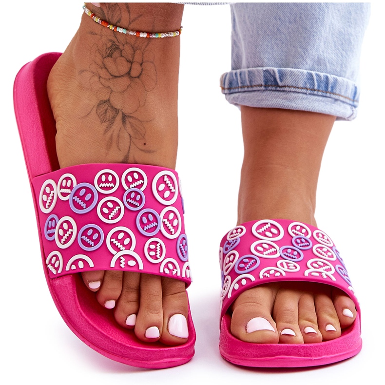Pantuflas Mujer Con Emoticonos Fucsia Cosette rosado