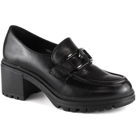 Vinceza 10921 mocasines negros en el poste y plataforma
