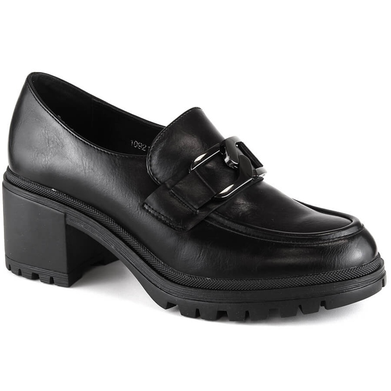Vinceza 10921 mocasines negros en el poste y plataforma