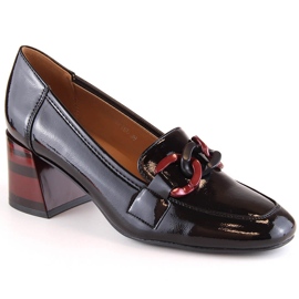 Zapatos de mujer lacados en negro con tacones decorativos Vinceza 10878