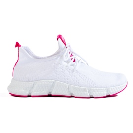 Deportivas Shelovet blancas con aplicación fucsia blanco