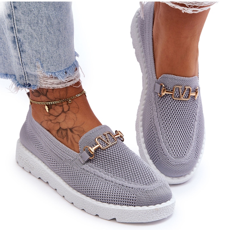 PM1 Zapatillas Deportivas Con Adornos Sin Cordones Para Mujer Gris Alena