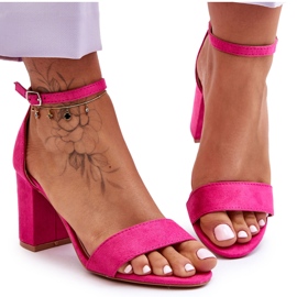 Sandalias Madame Tacón Fucsia Ante rosa
