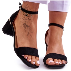 Sandalias De Tacón Estable Negro Palermo