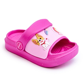 WJ1 Chanclas Infantiles Ligeras Con Motivo De Perro Fucsia Rico rosado