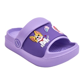 WJ1 Chanclas Infantiles Ligeras Con Motivo De Perro Violeta Rico