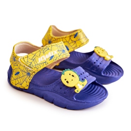 Sandalias Infantiles Espuma Ligera Con Velcros Azul Marino Asti