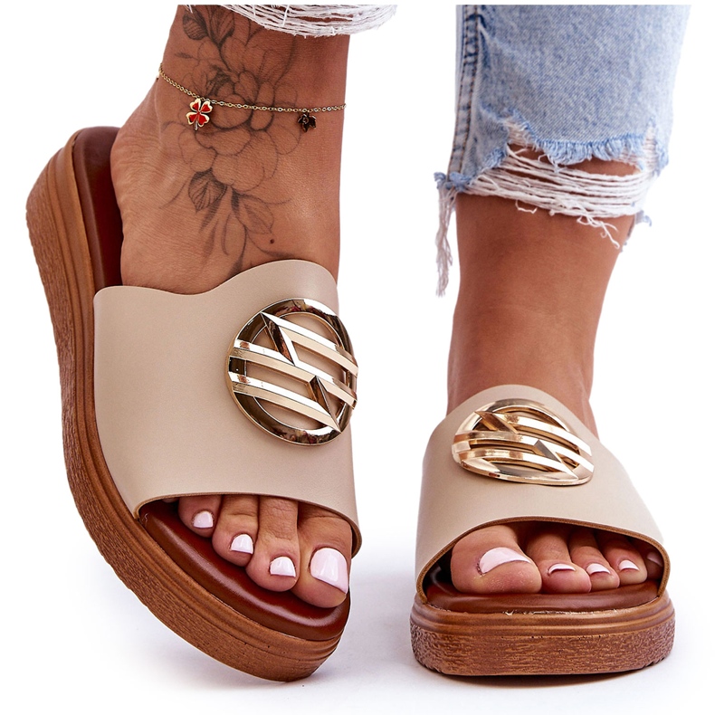 Pantuflas Mujer Beige Secrets Con Adorno Pantuflas Mujer Beige Secrets Con Adorno