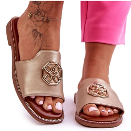 Sandalias Clásicas Mujer Tacón Plano Dorado Larotte