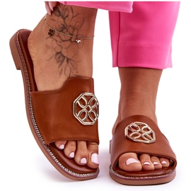 Pantuflas De Mujer Camel Larotte Classic Tacón Plano marrón