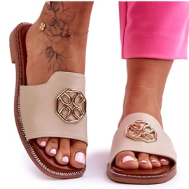 Sandalias Clásicas Mujer Tacón Plano Beige Larotte