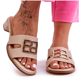 Pantuflas Elegantes De Mujer Con Adorno Atlantis Beige