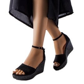 Sandalias de cuña negras de Allis negro Sandalias de cuña negras de Allis negro