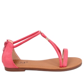 Sandalias Leehom de ante rojo para mujer rosado
