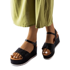 Sandalias con plataforma calada negras de Stockton negro