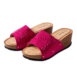 Chanclas rosa oscuro con strass de Guymon rosado