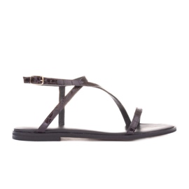 Marco Shoes Sandalias planas piel burdeos rojo