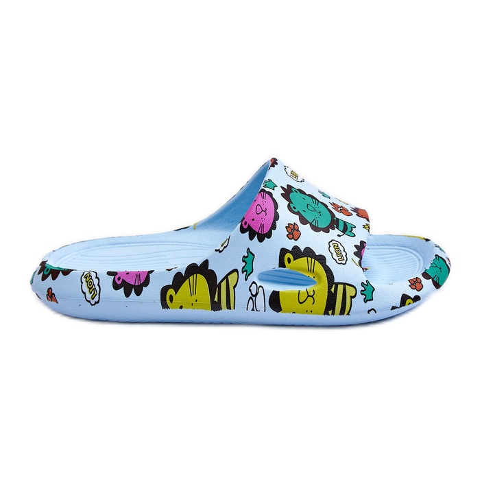 WJ1 Chanclas Infantiles Espuma Ligera Motivo León Azul Esther